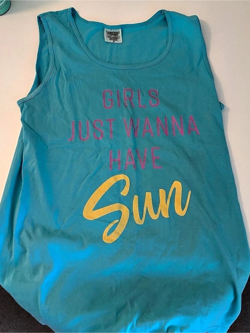 Comfort Colors Girls Just Wanna Have Sun Tank Top in Blue